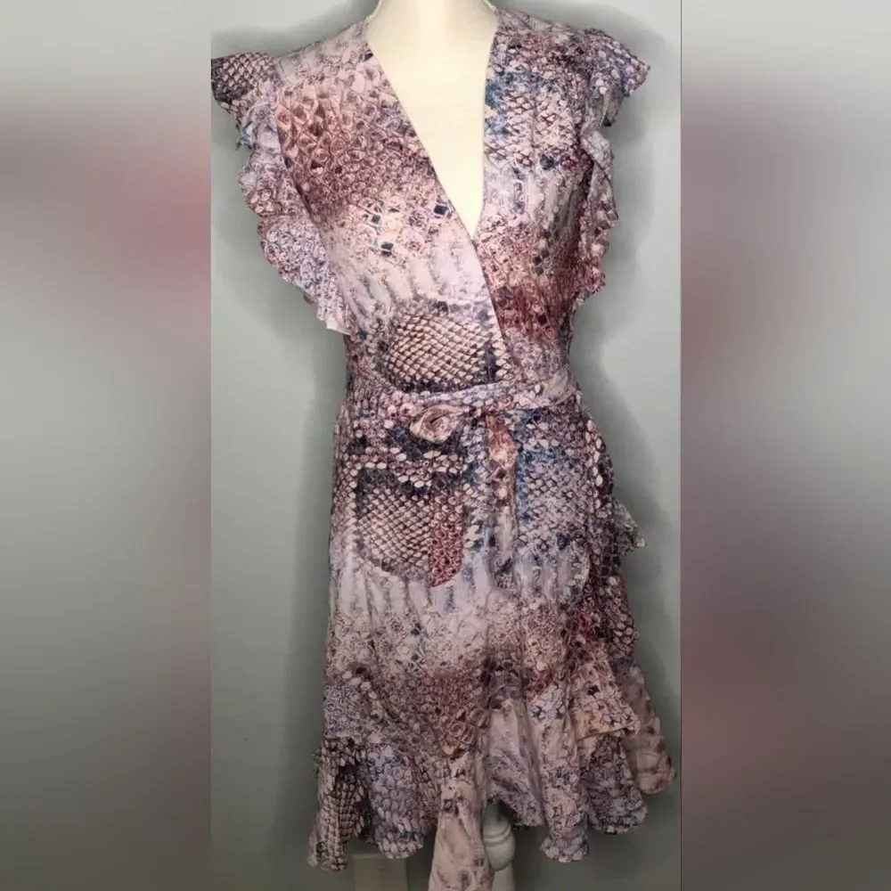 7 For All Mankind Snakeprint Wrap Dress XL Boho Hippie Summer Silk/Viscose NWT - Picture 9 of 11